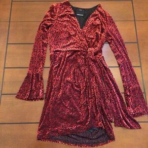 Anthropologie C/Meo Collective breakthrough black red velvet dress small